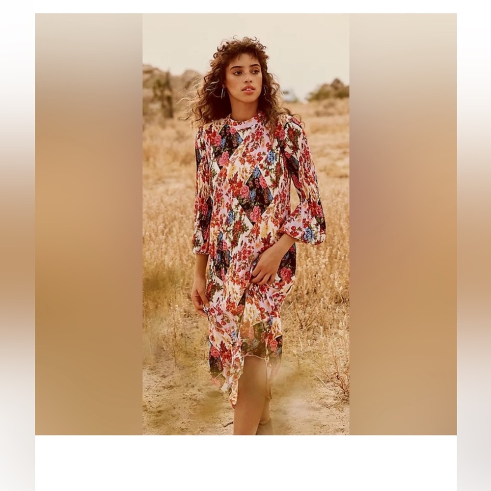 Anthropologie floral midi dress. Long Sleeve. XS.